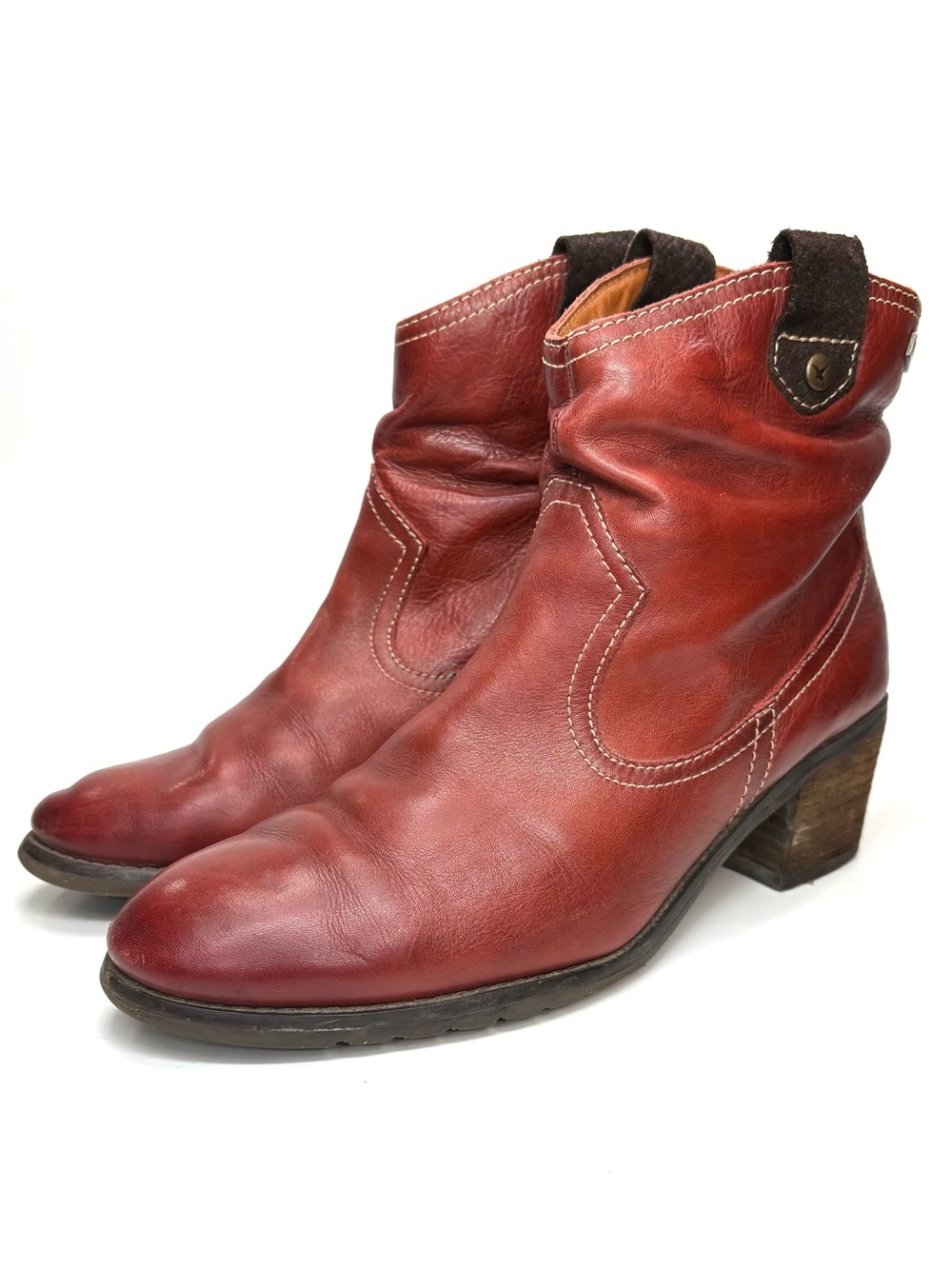 PIKOLINOS Red Leather Heeled Ankle Boots | 39